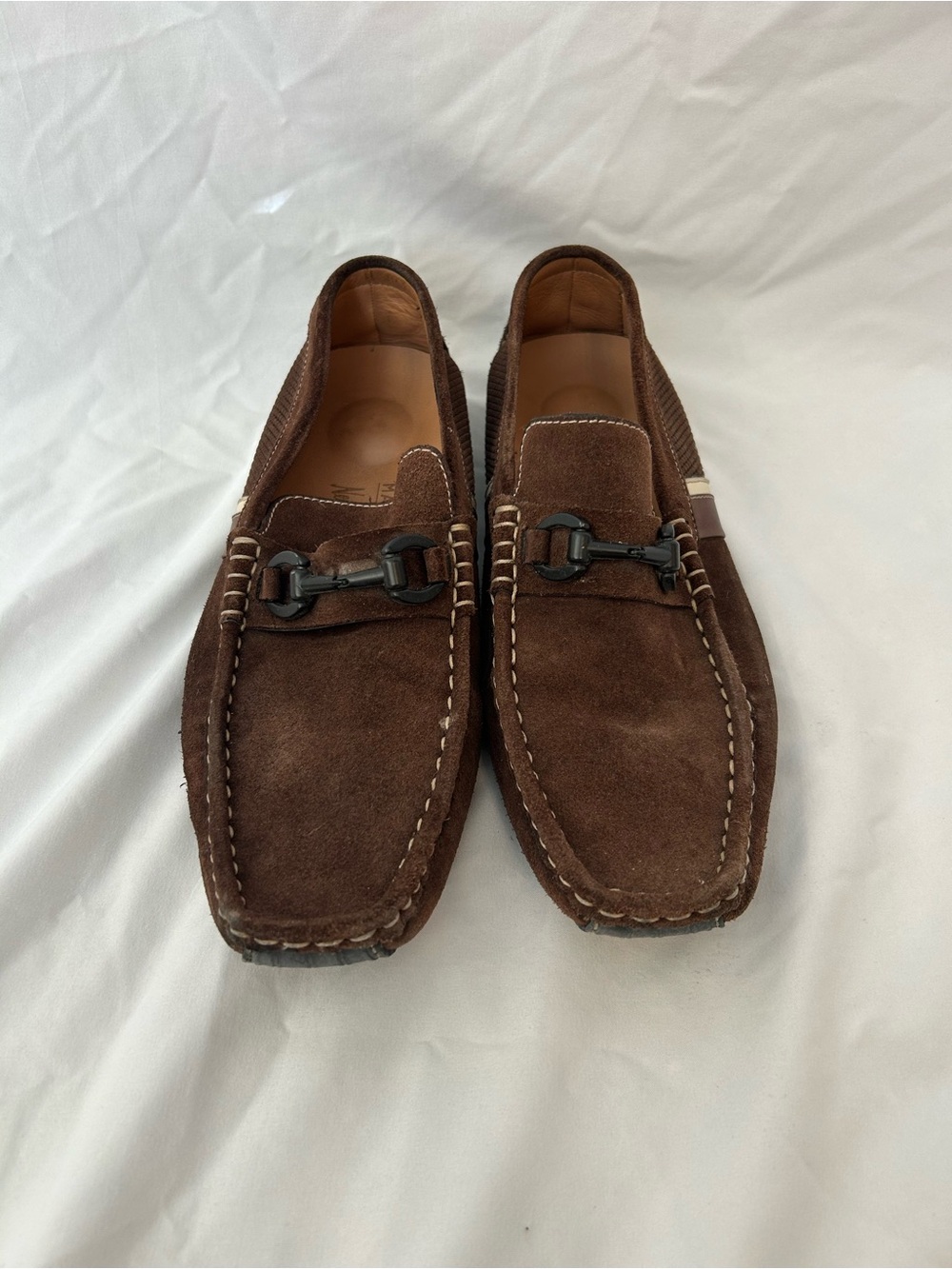 Magnanni Neiman Marcus Horse Bit Suede Leather Driving Loafers Sz 9.5 Brow